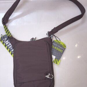 NWT TRAVELON ANTI-THEFT SLASH RESISTANT Slim pouch bag crossbody Tan